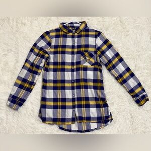Minnesota Vikings Plaid Button DownShirt NFL Apparel Women’s Small Purple Gold
